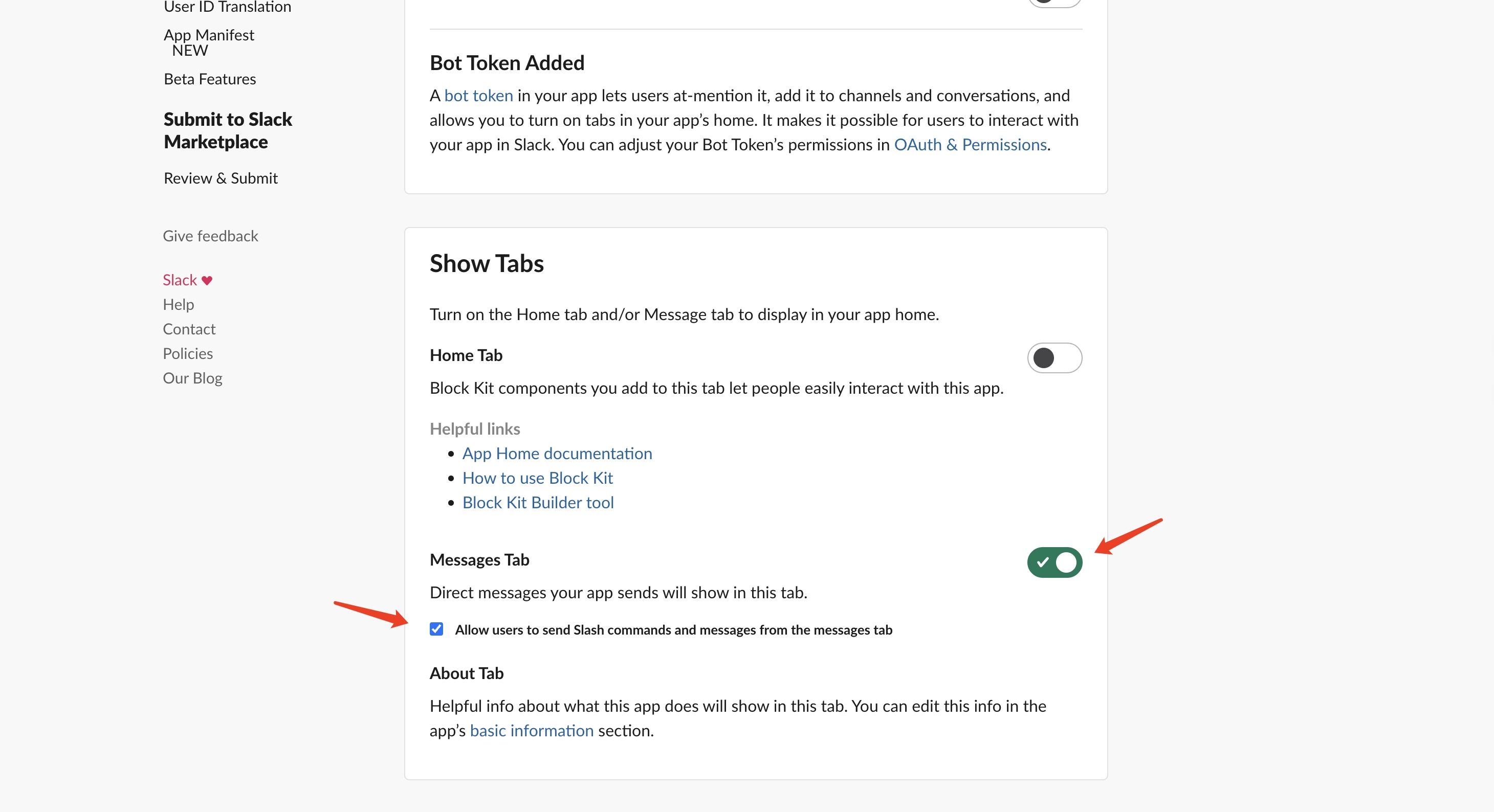 Configure App Home
